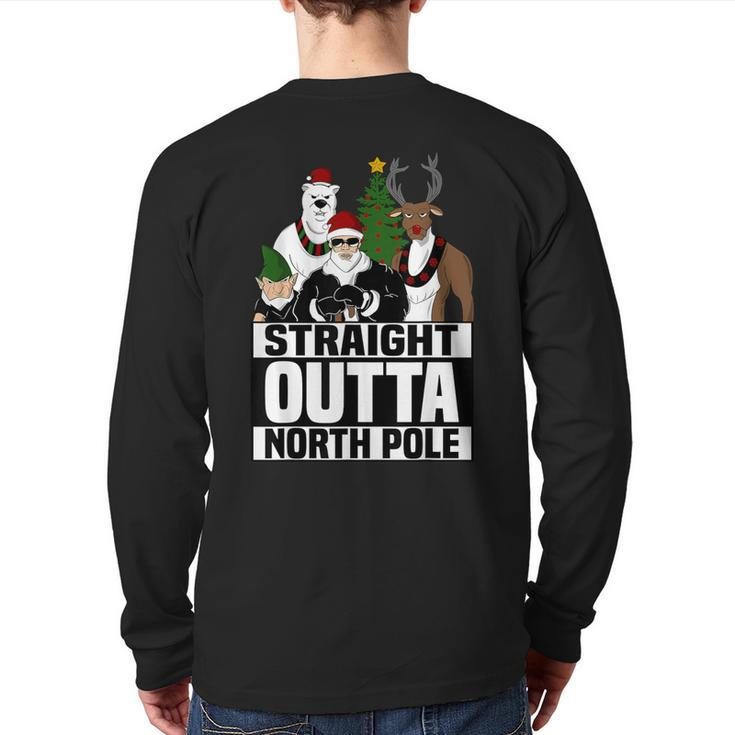 Straight Outta North Pole Christmas Pajama Back Print Long Sleeve T-shirt