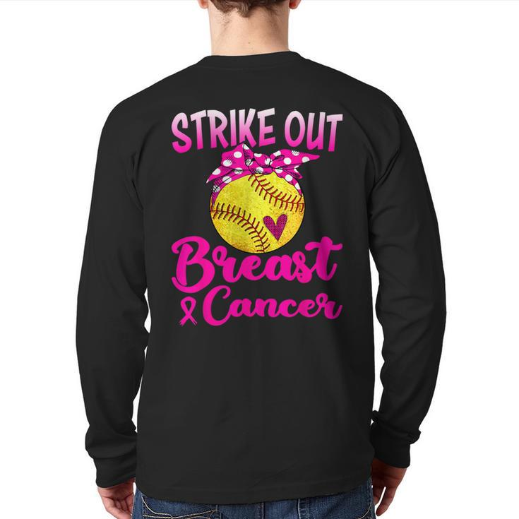Strike Out Breast Cancer Awareness Pink Baseball Fighters Back Print Long Sleeve T-shirt