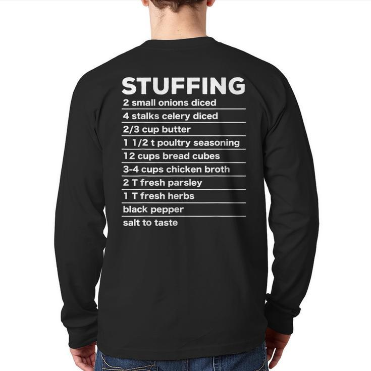 Stuffing Recipe Thanksgiving Food Costume Dark Back Print Long Sleeve T-shirt