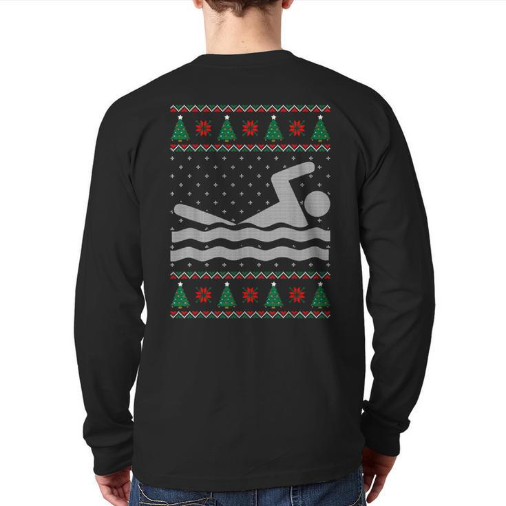 Swimming Ugly Christmas Sweater Back Print Long Sleeve T-shirt