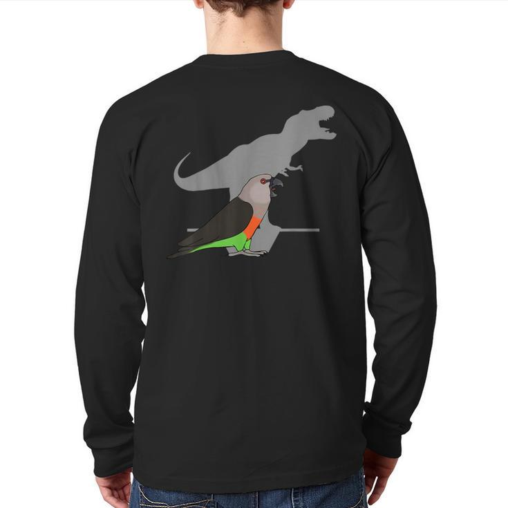T-Rex Red-Bellied Parrot Male Dinosaur Parrot Attitude Back Print Long Sleeve T-shirt