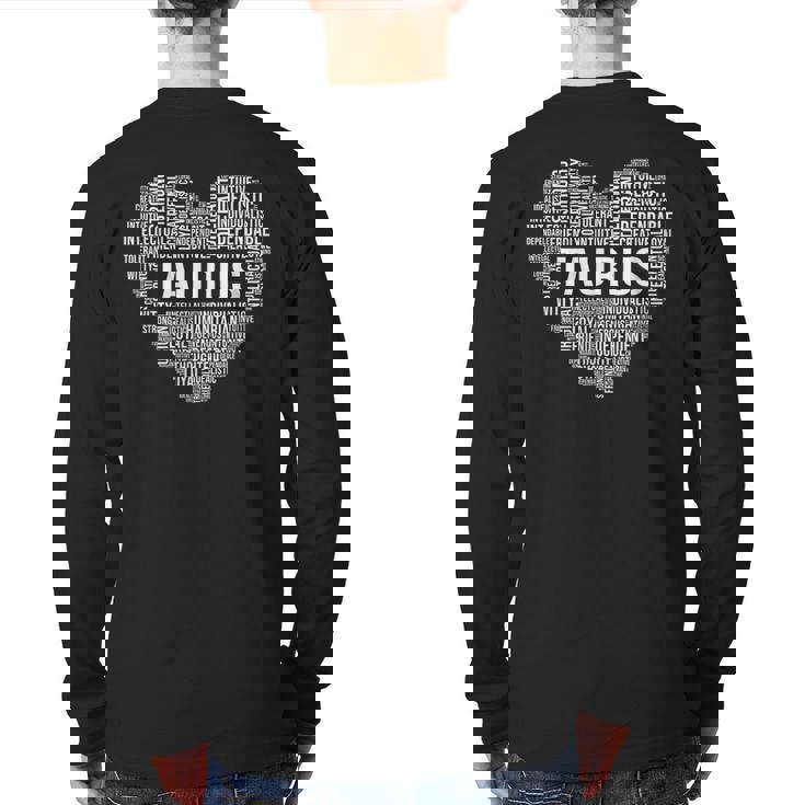 Taurus Horoscope Lover Zodiac Astrological Sign Back Print Long Sleeve T-shirt