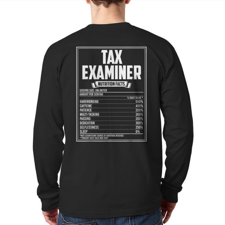 Tax Examiner Nutrition Facts Back Print Long Sleeve T-shirt