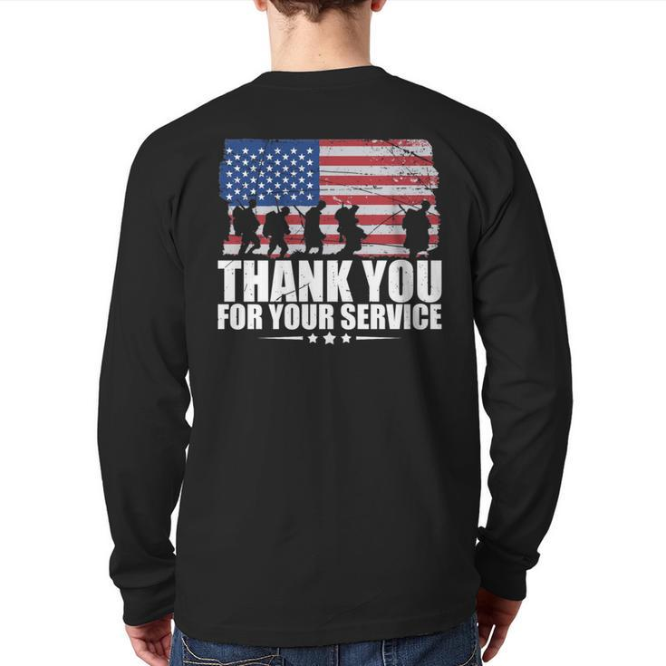 Thank You For Your Services Patriotic Veterans Day For Men Back Print Long Sleeve T-shirt