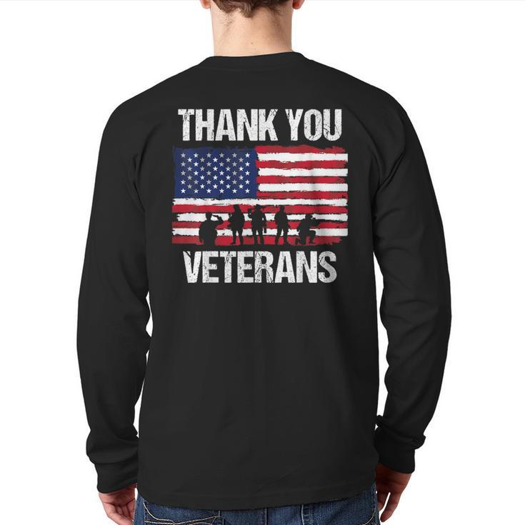 Thank You Veterans Day & Memorial Day Partiotic Military Back Print Long Sleeve T-shirt