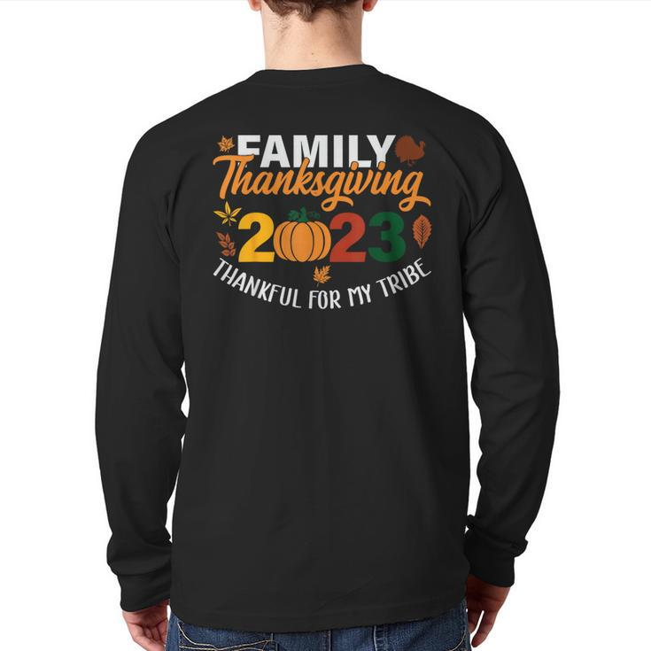 Thankful For My Tribe Thanksgiving Family Back Print Long Sleeve T-shirt