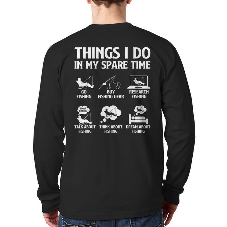 Things I Do In My Spare Time Fishing Boys Bass Fishing Back Print Long Sleeve T-shirt