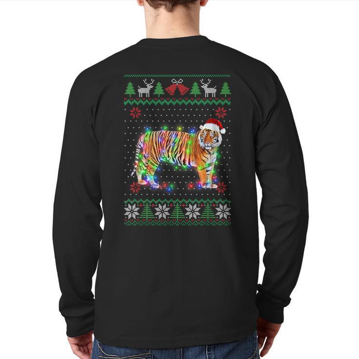 Tiger Animal Ugly Sweater Christmas Puppy Animal Lover Back Print Long Sleeve T-shirt