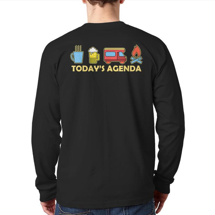 Today's Agenda Camping Lover Tent Bbq Travelling Picnicking Back Print Long Sleeve T-shirt