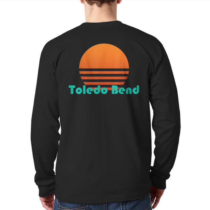 Toledo Bend Louisiana Retro Sunset Back Print Long Sleeve T-shirt