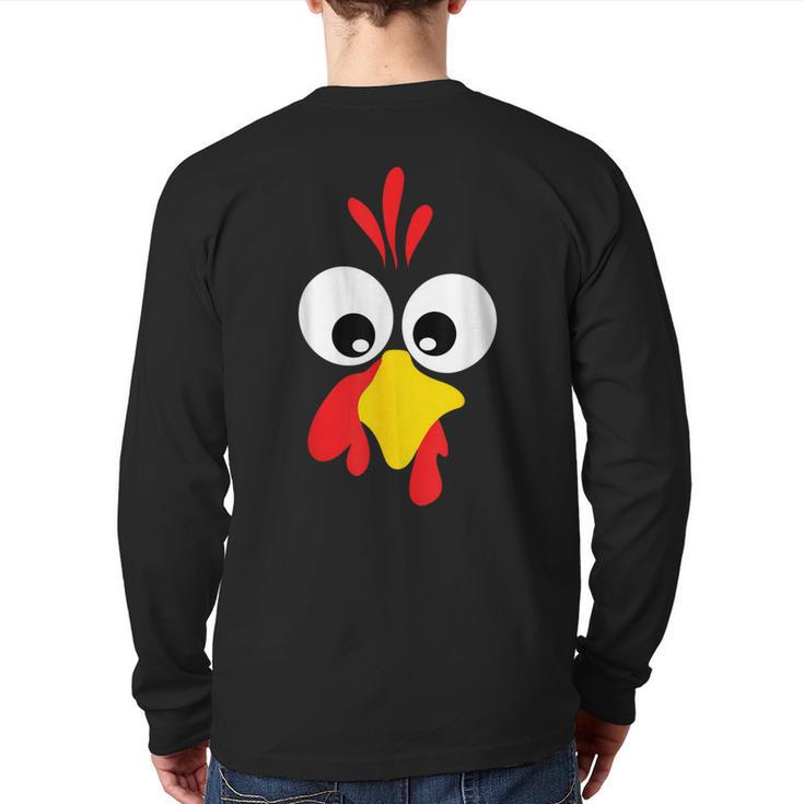 Turkey Face Pilgrim Thanksgiving Matching Family Costume Kid Back Print Long Sleeve T-shirt