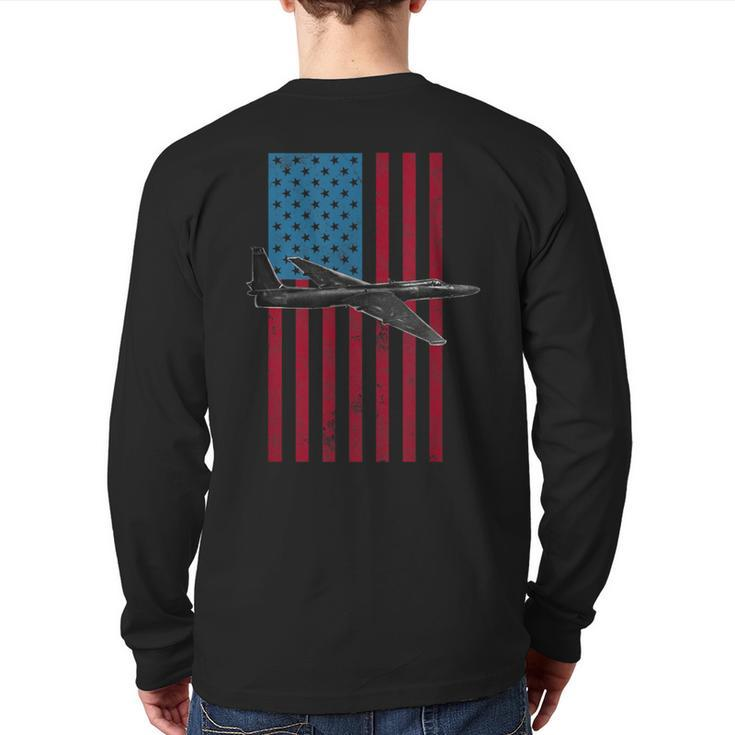 U-2 Dragon Lady Usa American Flag Military Back Print Long Sleeve T-shirt