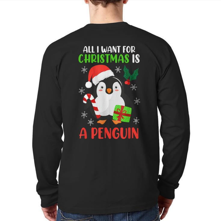 Ugly Christmas Penguin Christmas Back Print Long Sleeve T-shirt