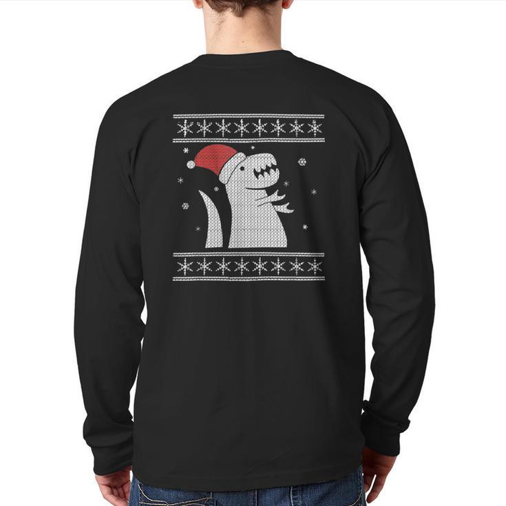 Ugly Christmas Sweater Style Dinosaur In The Snow Back Print Long Sleeve T-shirt