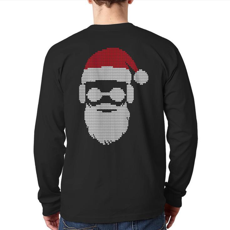 Ugly Christmas Xmas Sweater Cool Hipster Santa Claus Present Back Print Long Sleeve T-shirt