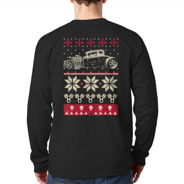 Ugly Hot Rod Christmas Sweater Back Print Long Sleeve T-shirt