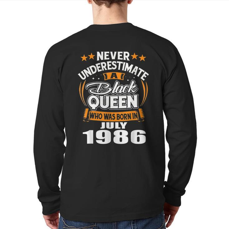 Never Underestimate A Black Queen July 1986 Back Print Long Sleeve T-shirt