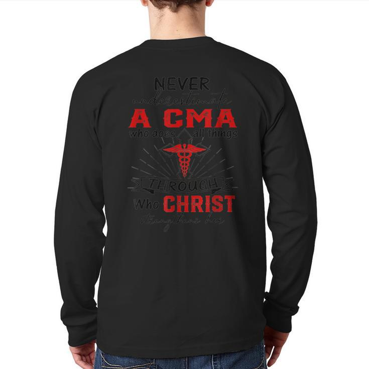 Never Underestimate A Cma Who Does All Things God Team Back Print Long Sleeve T-shirt
