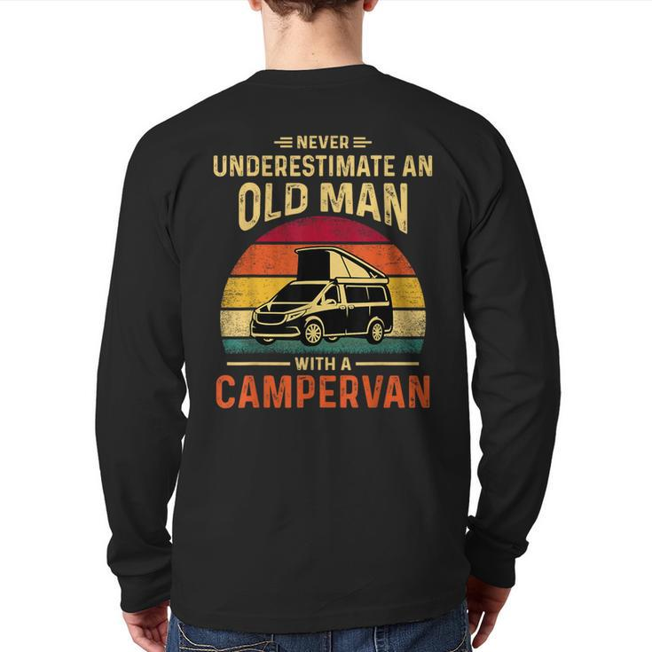 Never Underestimate An Fun Old Man With A Campervan Back Print Long Sleeve T-shirt