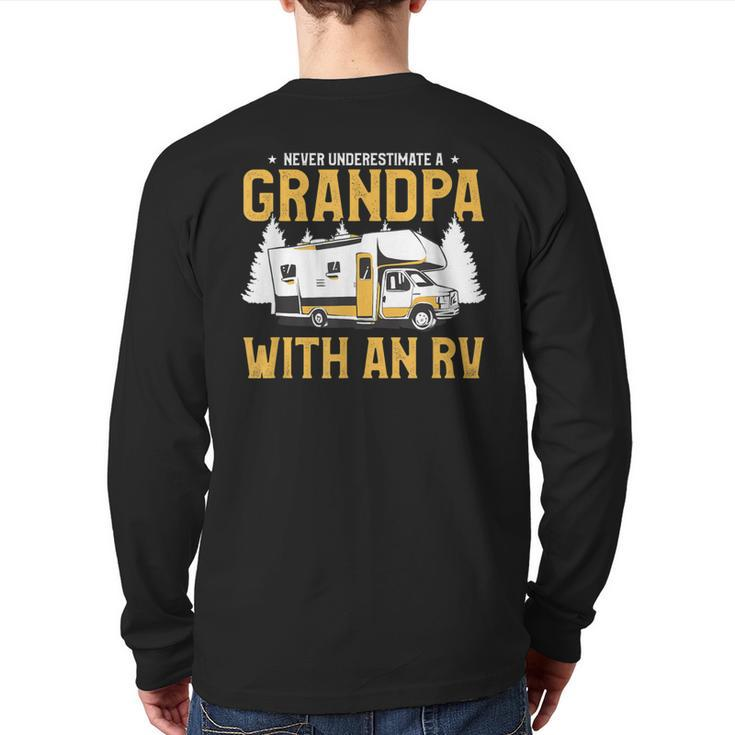 Never Underestimate A Grandpa With An Rv Motorhome Camping Back Print Long Sleeve T-shirt