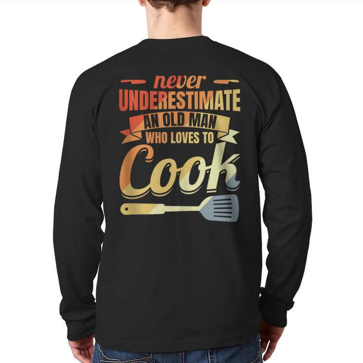 Never Underestimate An Old Cook Back Print Long Sleeve T-shirt