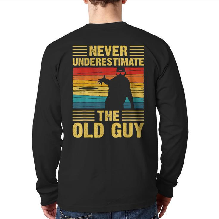 Never Underestimate The Old Guy Disc Golf Vintage Back Print Long Sleeve T-shirt
