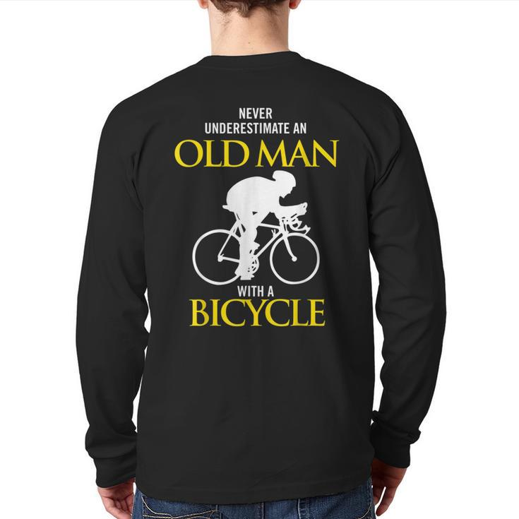 Never Underestimate An Old Man With A Bicycle Ride Back Print Long Sleeve T-shirt