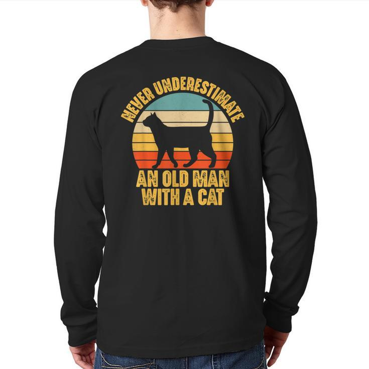 Never Underestimate An Old Man With A Cat Lover Back Print Long Sleeve T-shirt