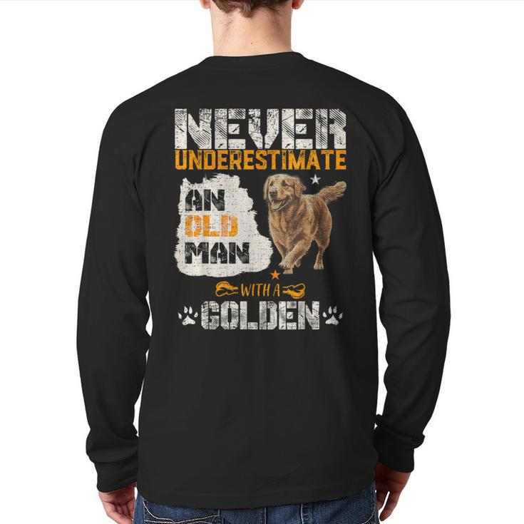 Never Underestimate An Old Man With A Golden Puppy Lover Back Print Long Sleeve T-shirt