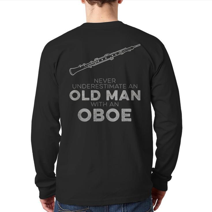 Never Underestimate An Old Man With An Oboe Vintage Novelty Back Print Long Sleeve T-shirt