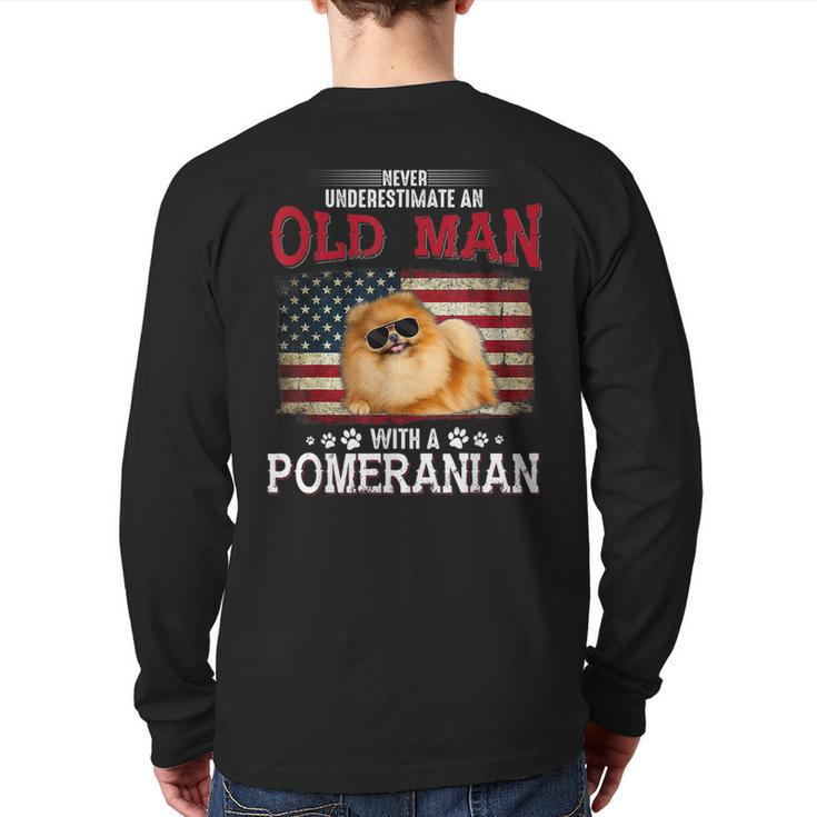 Never Underestimate An Old Man With A Pomeranian Costume Back Print Long Sleeve T-shirt