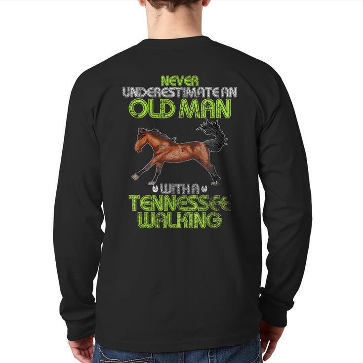 Never Underestimate An Old Man With A Tennessee Walking Back Print Long Sleeve T-shirt