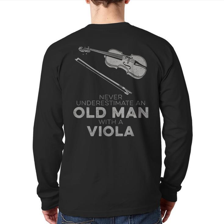 Never Underestimate An Old Man With A Viola Back Print Long Sleeve T-shirt