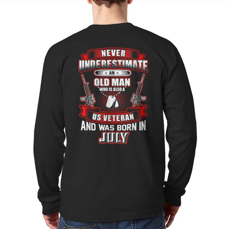 Never Underestimate An Old Us Veteran Born In July Xmas Back Print Long Sleeve T-shirt