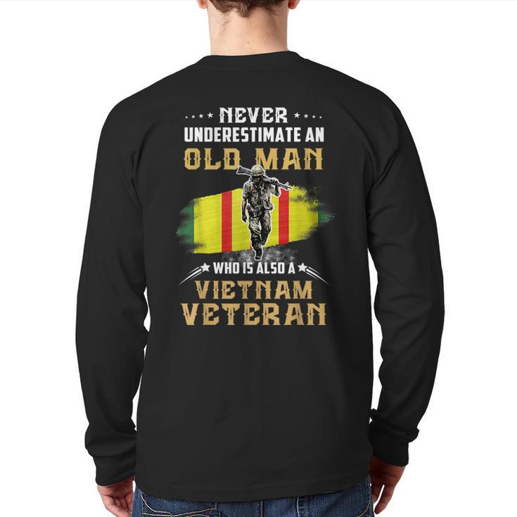 Never Underestimate An Old Vietnam Veteran Veteran Day Xmas Back Print Long Sleeve T-shirt