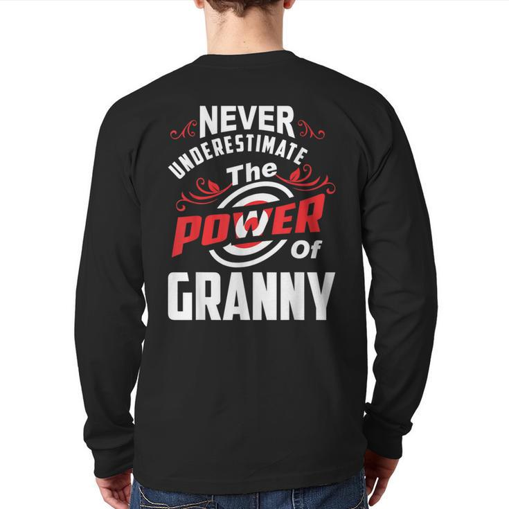 Never Underestimate The Power Of Granny T Back Print Long Sleeve T-shirt