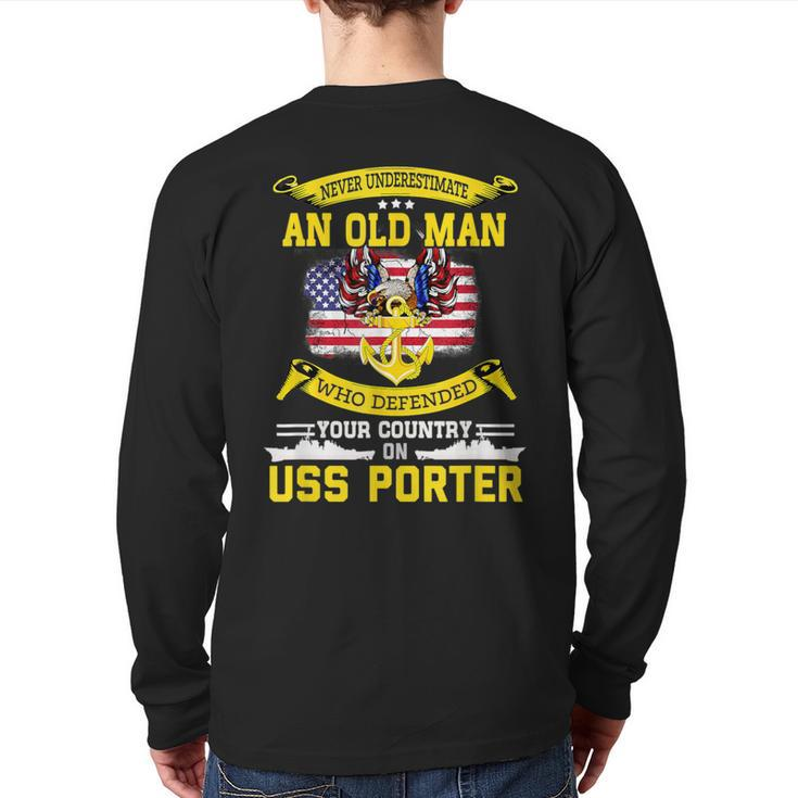 Never Underestimate Uss Porter Ddg-78 Destroyer Back Print Long Sleeve T-shirt