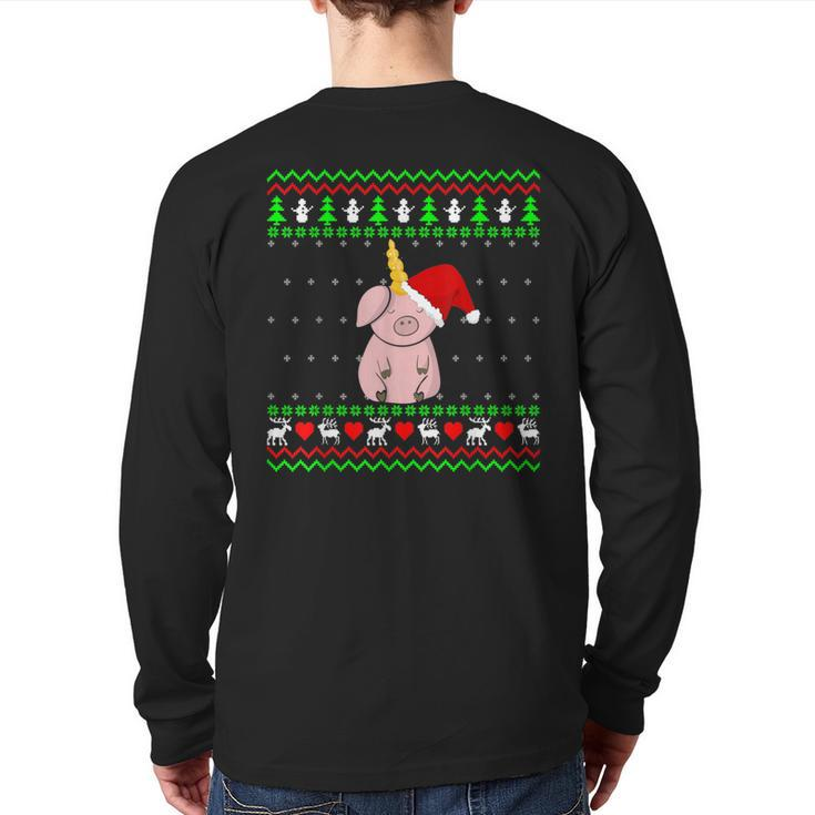 Unicorn Pig Ugly Christmas Sweater Back Print Long Sleeve T-shirt