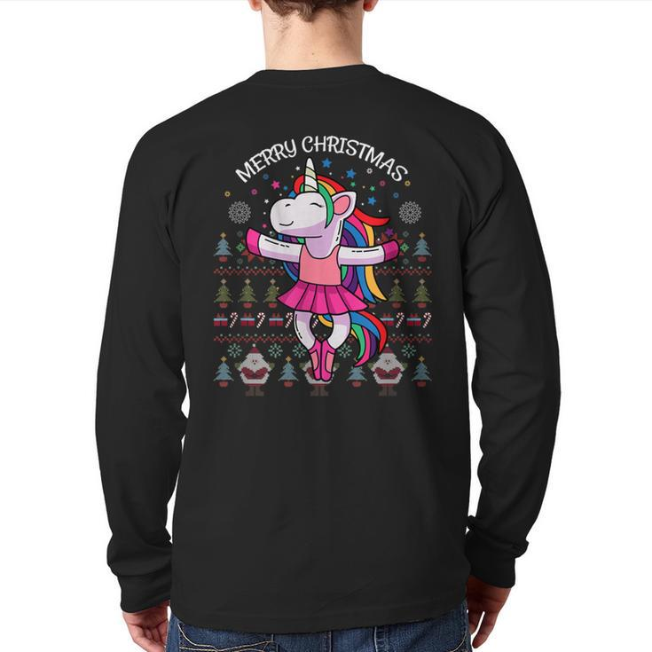 Unicorn Ugly Christmas Sweater For X-Mas Back Print Long Sleeve T-shirt