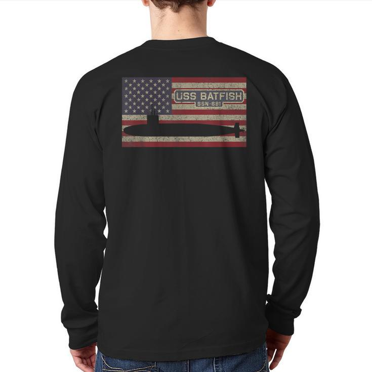 Uss Batfish Ssn-681 Submarine Usa American Flag Back Print Long Sleeve T-shirt