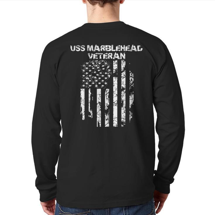 Uss Marblehead Military Veteran Distressed Usa Flag Back Print Long Sleeve T-shirt