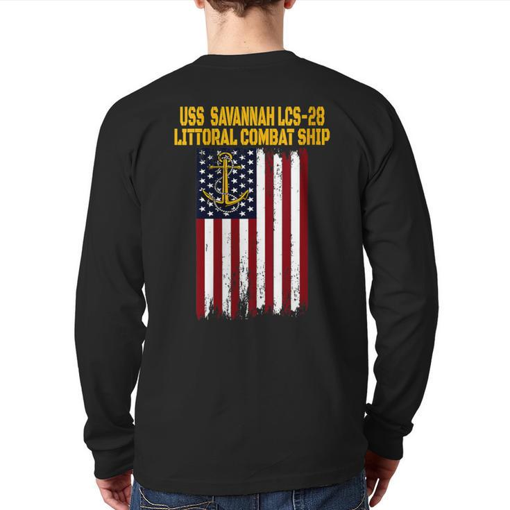 Uss Savannah Lcs-28 Littoral Combat Ship Veteran Fathers Day Back Print Long Sleeve T-shirt