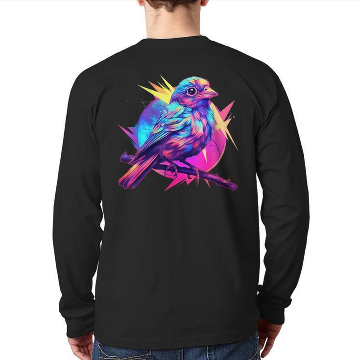 Vaporwave Aesthetic Song Sparrow Back Print Long Sleeve T-shirt
