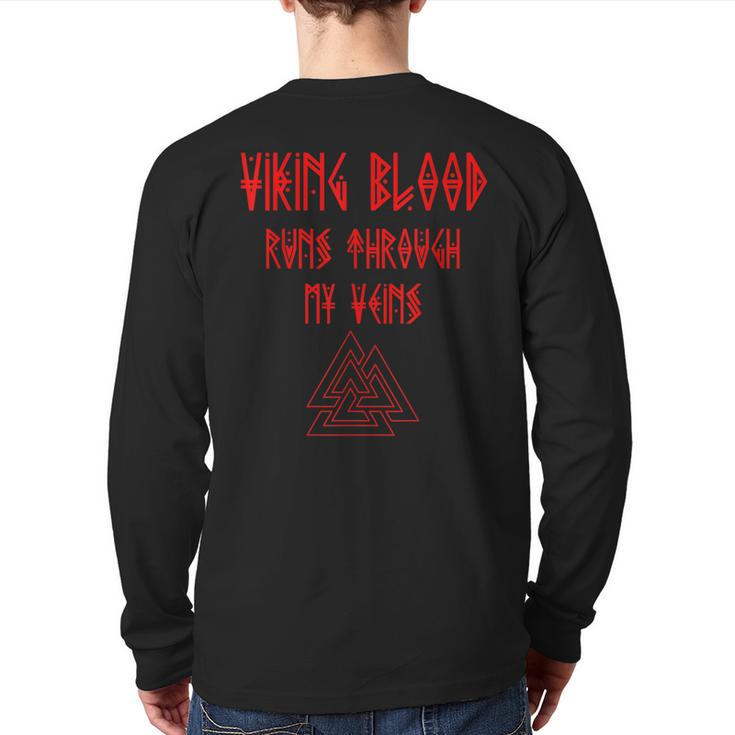 Viking Blood Runs Through My Veins Viking Runes Back Print Long Sleeve T-shirt