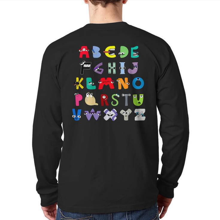 Villain Letter Abc Learning Boys Matching Evil Alphabet Lore Back Print Long Sleeve T-shirt