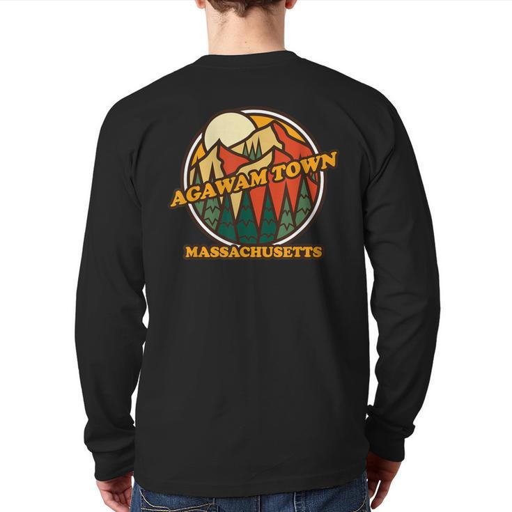 Vintage Agawam Town Massachusetts Mountain Hiking Souvenir Back Print Long Sleeve T-shirt