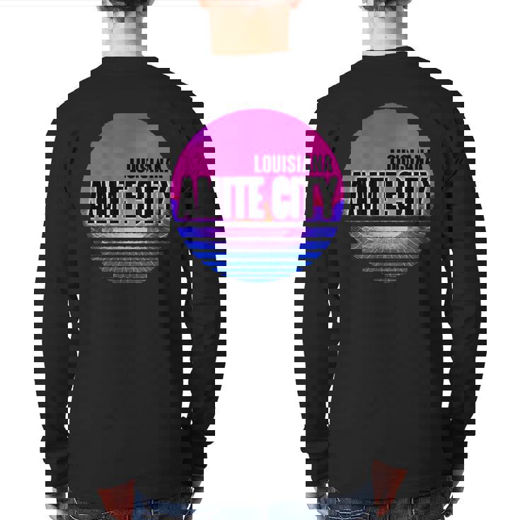 Vintage Amite City Vaporwave Louisiana Back Print Long Sleeve T-shirt