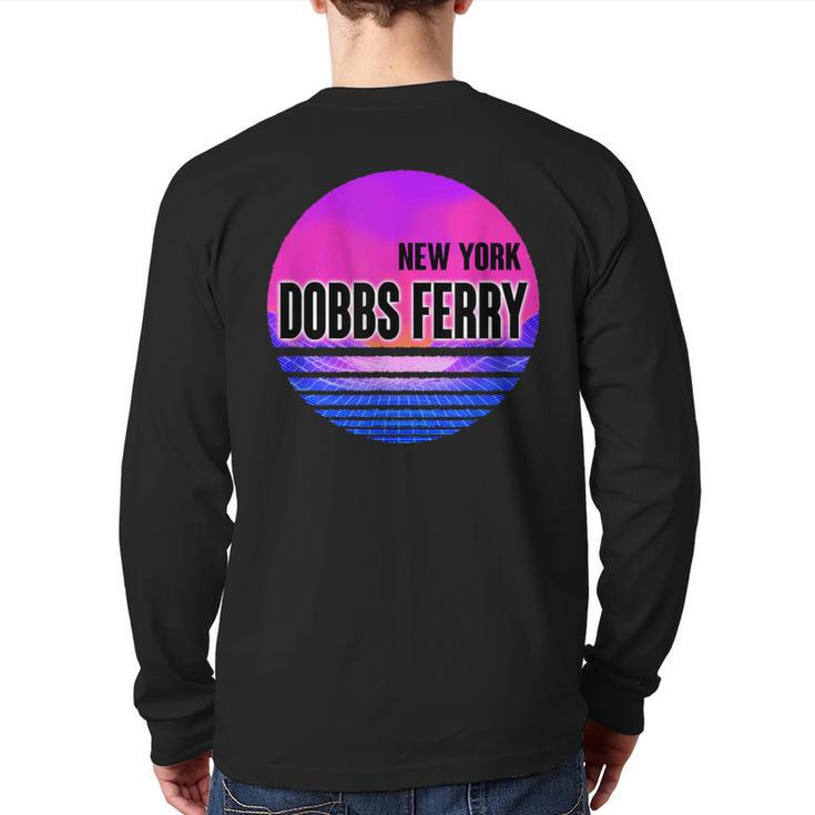 Vintage Dobbs Ferry Vaporwave New York Back Print Long Sleeve T-shirt