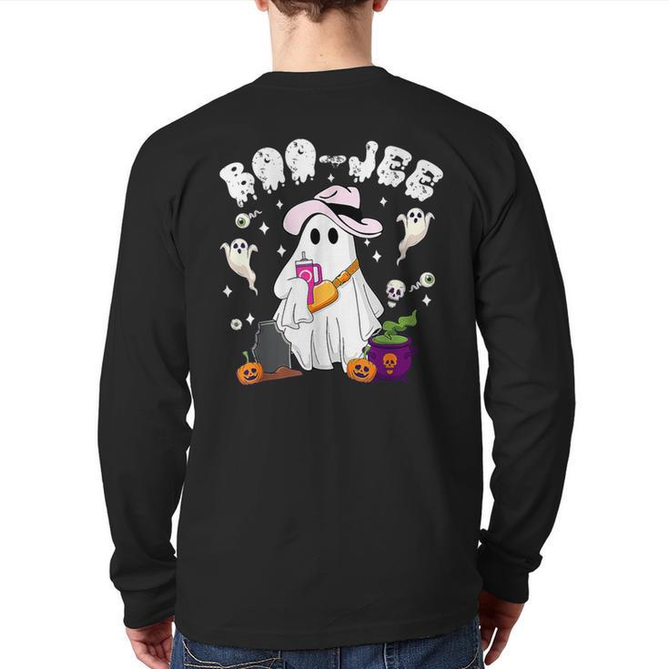 Vintage Ghost Boujee Boo Jee Spooky Season Halloween Back Print Long Sleeve T-shirt
