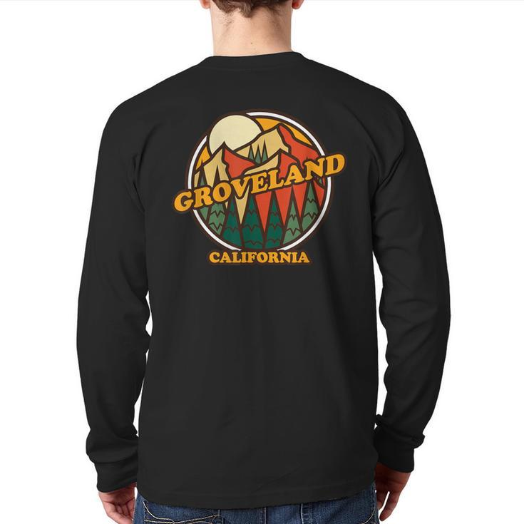 Vintage Groveland California Mountain Hiking Souvenir Print Back Print Long Sleeve T-shirt